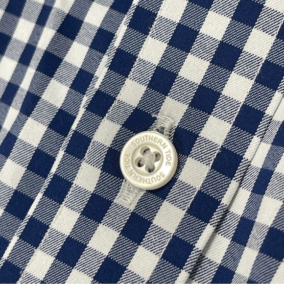 Southern Tide Gingham Intercoastal Sport Button Down Shirt in Yacht Blue XL - Picture 8 of 10